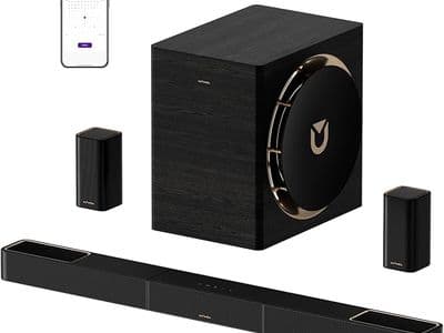 ULTIMEA Skywave X70 7.1.4ch Professional Wireless Surround Sound System for TV w/Dolby Atmos, 980W Sound Bar with 10" Wireless Subwoofer, 20Hz Low Frequency, GaN Amplifier, 4K HDR Pass-Through
