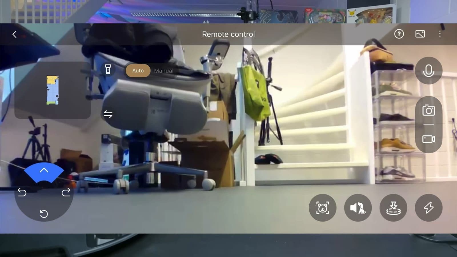 First-person camera POV driving view inside the Dreame companion mobile app