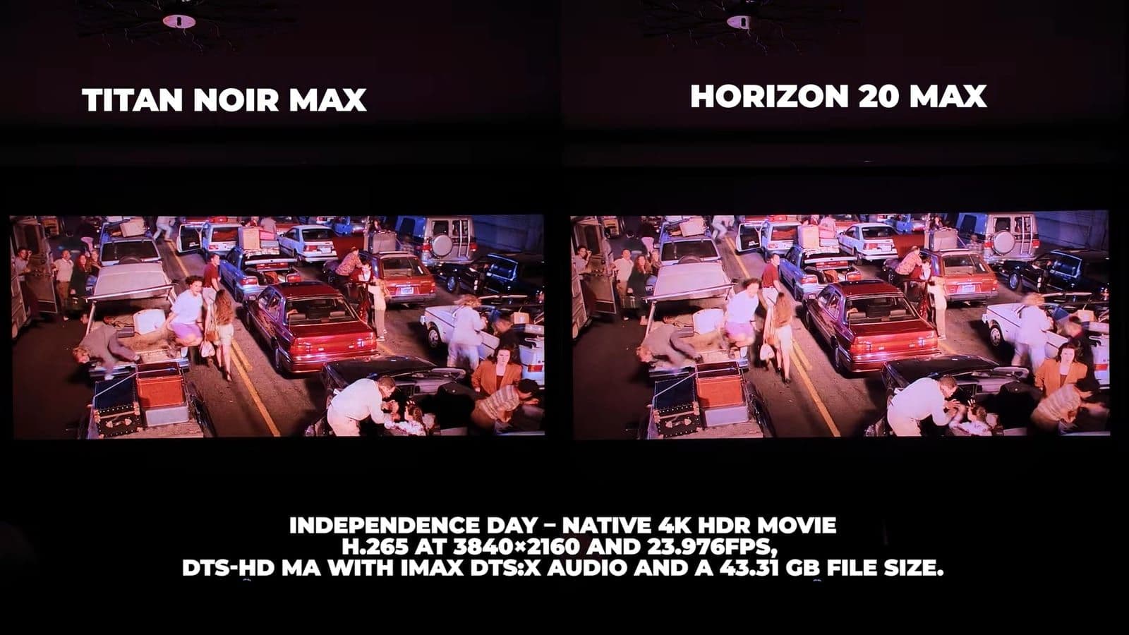 Side-by-side shot of Independence Day alien ship destruction showing bright highlight retention